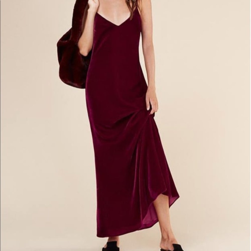 Reformation Velvet Cross Back Maxi Dress